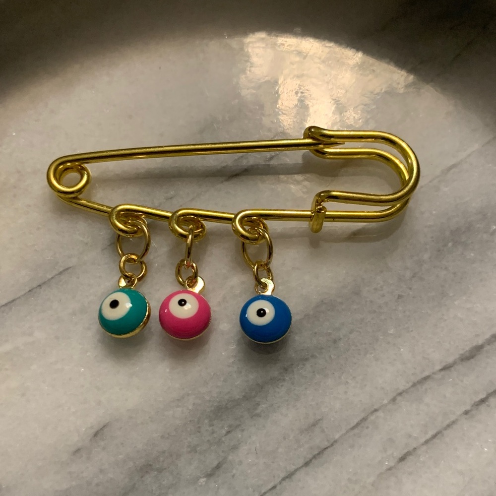 Safety Pin Evil Eye Protection Pin Brooch